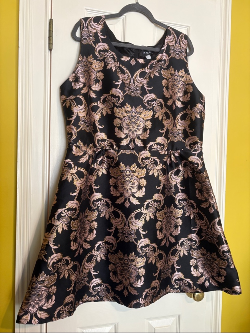 Place Black Dress with Rose Gold Brocade